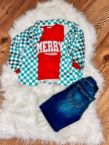 Green Checkered Shacket